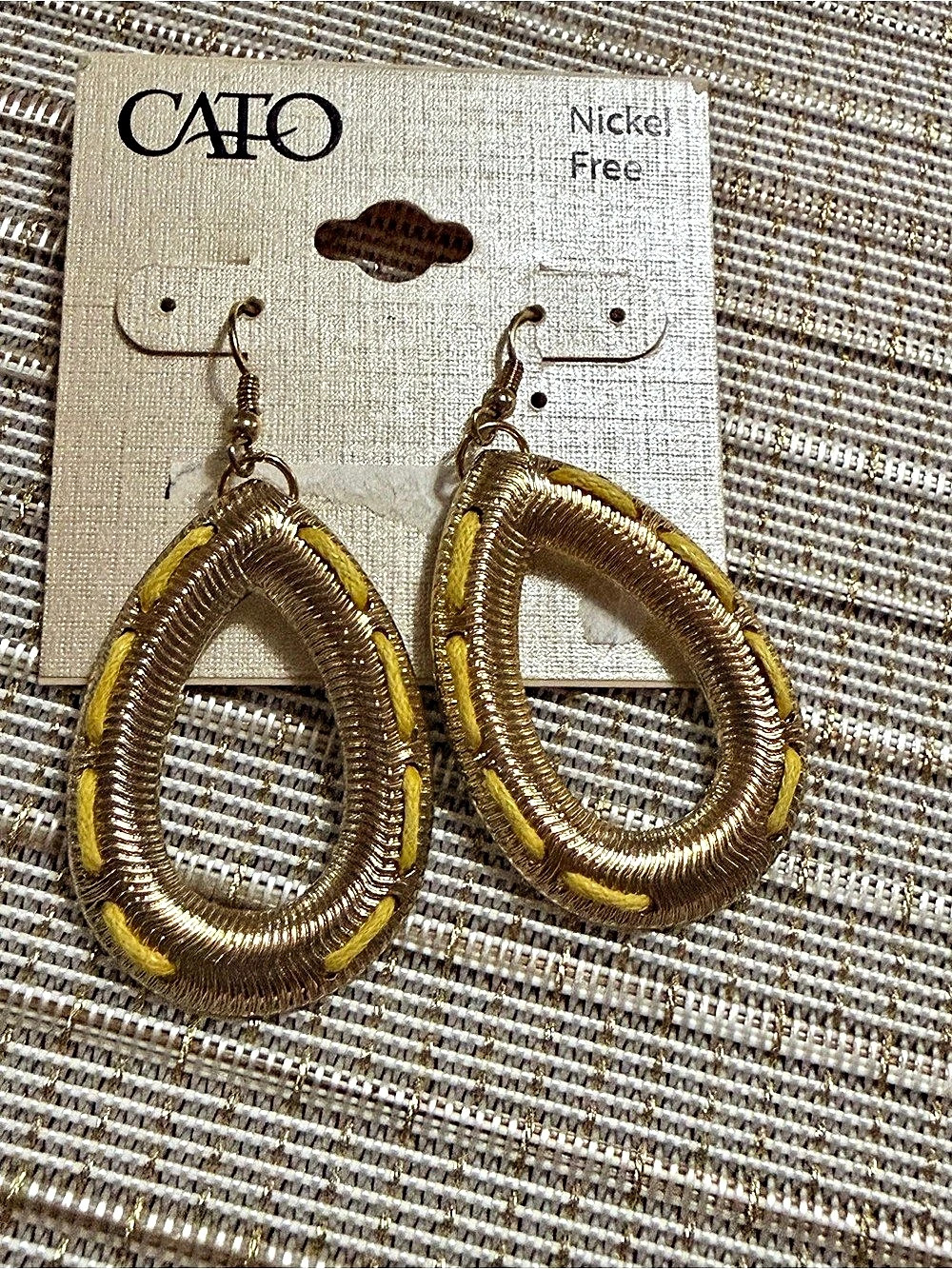 Cato Textured Teardrop Earrings in Gold NWT